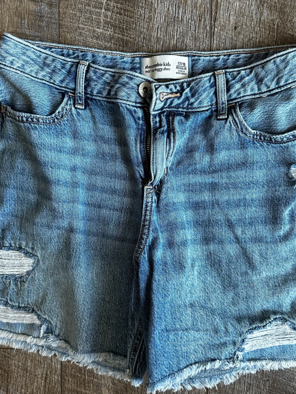 abercrombie kids light blue denim shorts